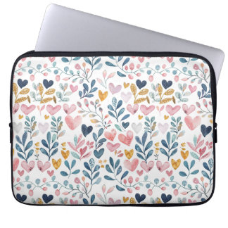 Watercolor hearts laptop sleeve