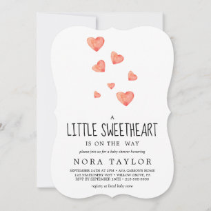 Watercolor Hearts   Little Sweetheart Baby Shower  Invitation