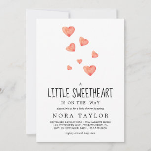 Watercolor Hearts   Little Sweetheart Baby Shower  Invitation