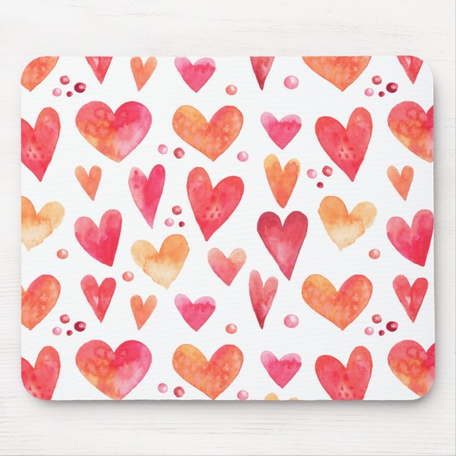 Watercolor HEARTS Mouse Pad (Front)
