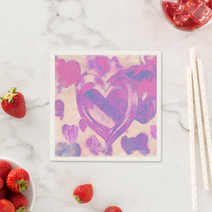 Watercolor hearts napkin