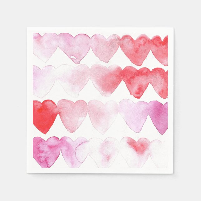 Watercolor Hearts Napkins (Front)