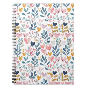 Watercolor hearts notebook