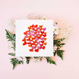 Watercolor hearts - orange Valentine's Day Card