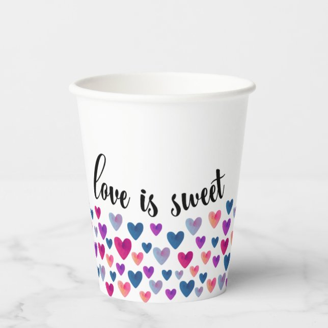 Watercolor Hearts Paper Cup (Front)