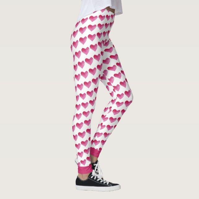 Watercolor Hearts Pattern Leggings (Right)