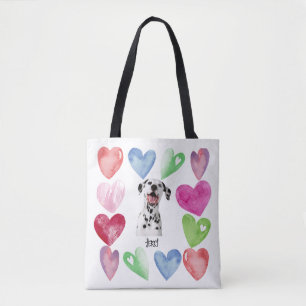 Watercolor Hearts Pet Love Tote Bag