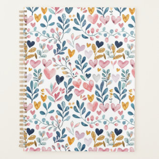 Watercolor hearts planner
