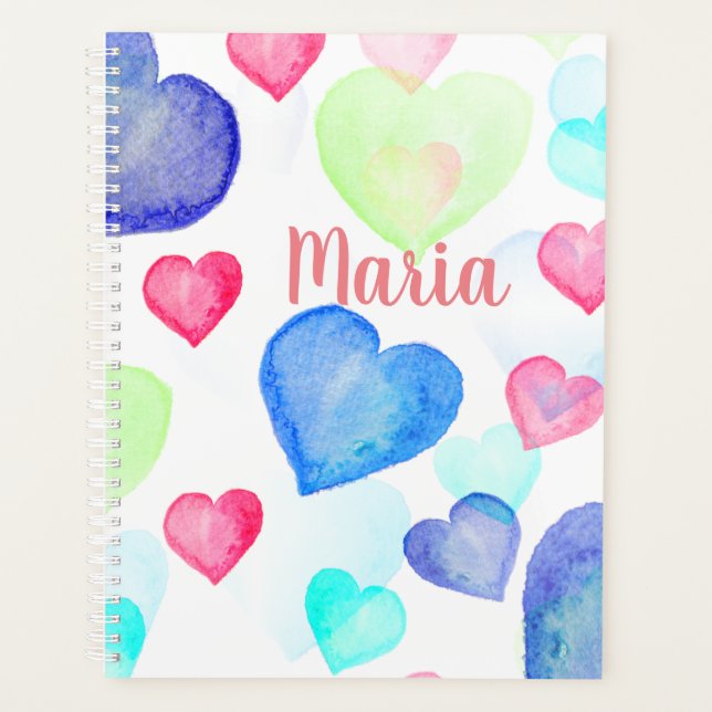 Watercolor Hearts Planner (Front)