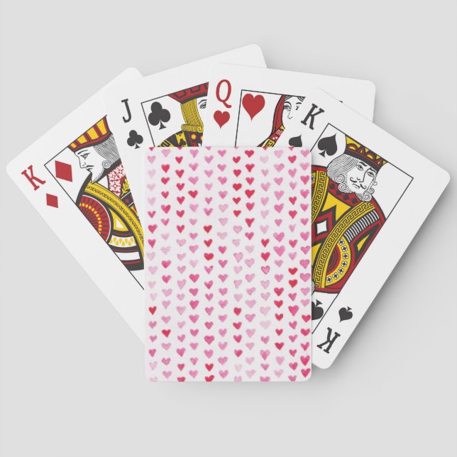 Watercolor Hearts Playing Cards (Back)