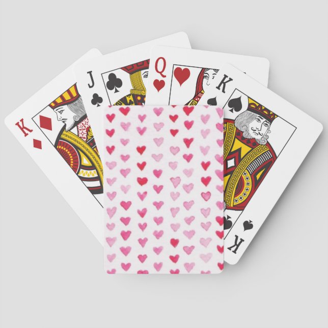 Watercolor Hearts Playing Cards (Back)