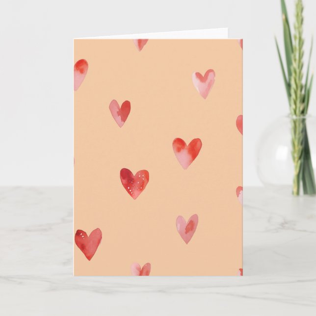Watercolor Hearts Seamless Pattern Card (Front)