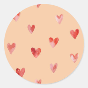 Watercolor Hearts Seamless Pattern Classic Round Sticker