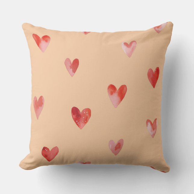 Watercolor Hearts Seamless Pattern Cushion (Front)