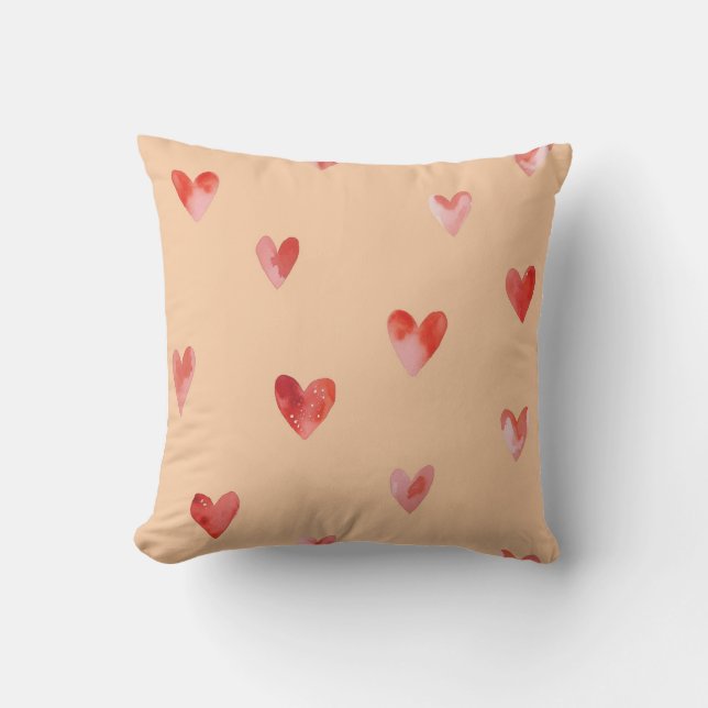 Watercolor Hearts Seamless Pattern Cushion (Front)