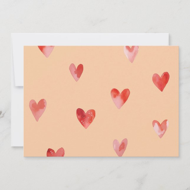 Watercolor Hearts Seamless Pattern Invitation (Front)