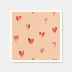 Watercolor Hearts Seamless Pattern Napkin