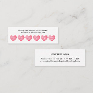 Watercolor Hearts Simple Loyalty Card