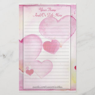 Watercolor Hearts Stationery