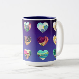 Watercolor Hearts Two-Tone Coffee Mug