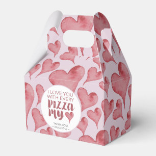 Watercolor Hearts Valentine's Day Pizza Lover Favour Box