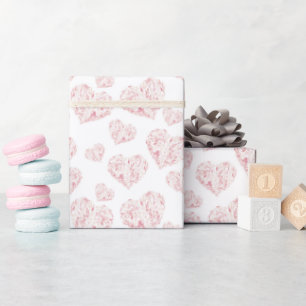 Watercolor Hearts Valentines Wrapping Paper