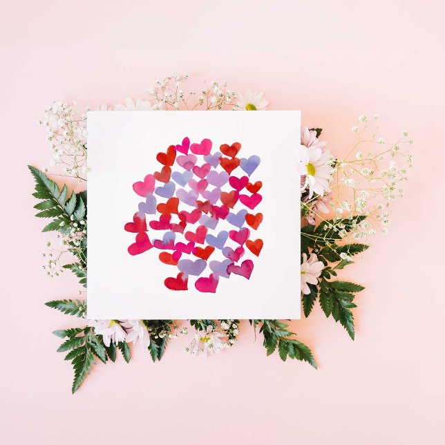 Watercolor hearts - violet Valentine's Day Card (Creator Uploaded)
