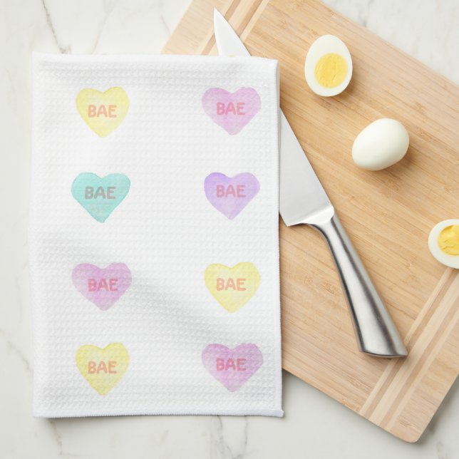 Watercolor Heartz BAE Kitchen Towel (Quarter Fold)