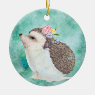 Watercolor Hedgehog Ceramic Ornament