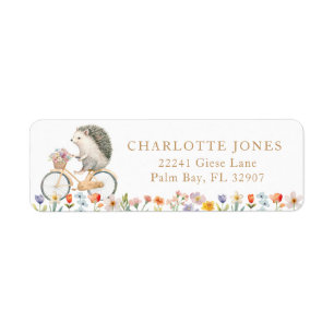 Watercolor Hedgehog Floral Baby Shower  Return Address Label