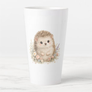 Watercolor Hedgehog Garden Illustration Latte Mug
