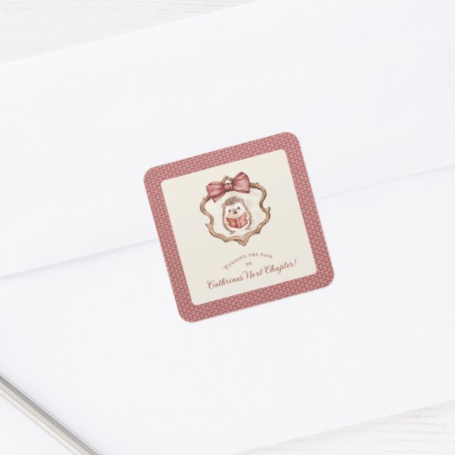 Watercolor Hedgehog Reading Book Baby Shower  Square Sticker (Creator Uploaded)