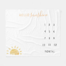 Watercolor “Hello Sunshine” Baby Milestone Fleece