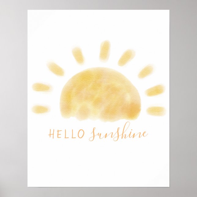 Watercolor “Hello Sunshine” Sun Wall Art (Front)