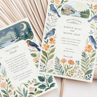 Watercolor Helsinki Nordic Forest Birds Wedding