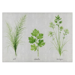 Watercolor Herb Glass Cutting Board