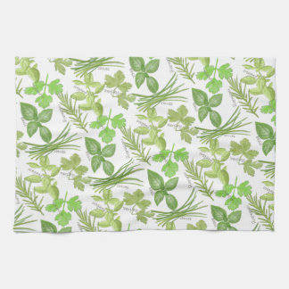 Watercolor Herb Print Tea Towel