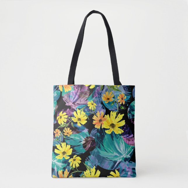 Watercolor Herbal Medley: Creative Pattern Tote Bag (Front)