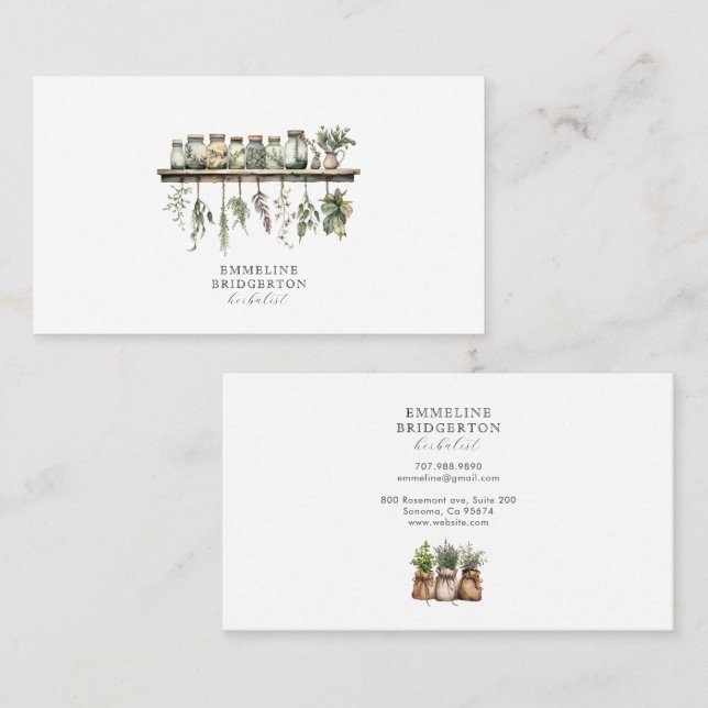 Watercolor Herbalist Herbal Medicine  Business Card (Front/Back)