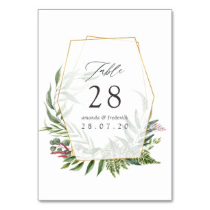 Watercolor Herbarium Geometric Wedding Table Number