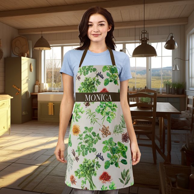 Watercolor Herbs and Spices Apron (Creator Uploaded)