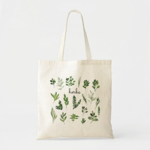 Watercolor Herbs Grocery Re-useable Tote Bag