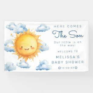 Watercolor Here Comes the Son Baby Shower Banner
