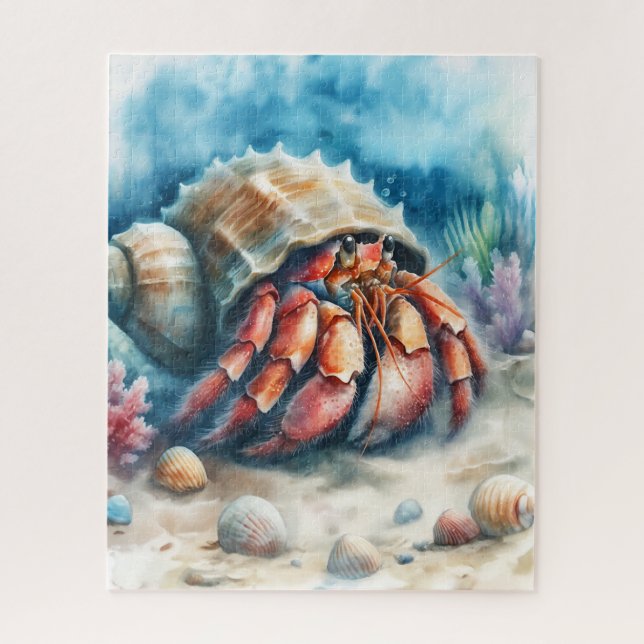 Watercolor Hermit Crab Jigsaw Puzzle (Vertical)