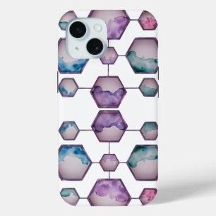Watercolor Hexagon Art – iPhone 15 Case