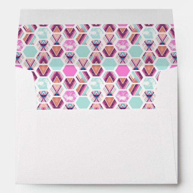 Watercolor Hexagon Pattern Envelope (Back (Bottom))