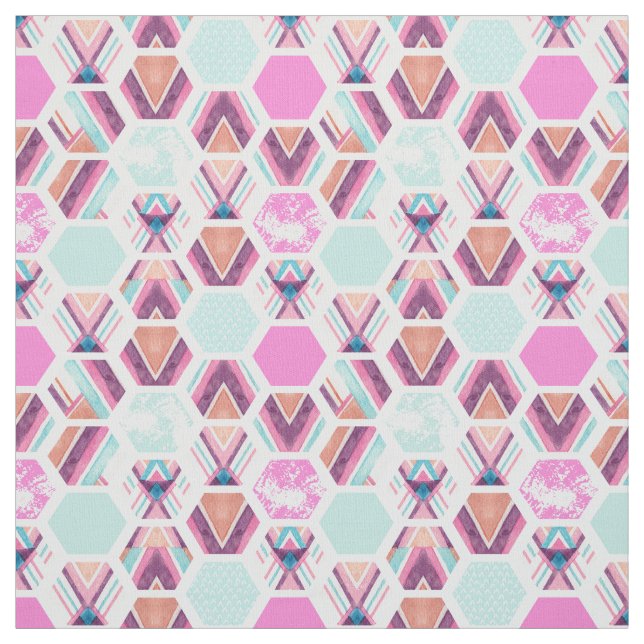 Watercolor Hexagon Pattern Fabric (Swatch)