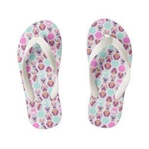 Watercolor Hexagon Pattern Kid's Thongs