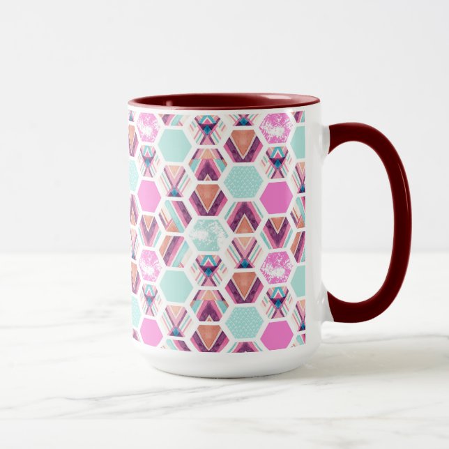 Watercolor Hexagon Pattern Mug (Right)