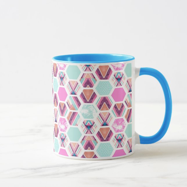 Watercolor Hexagon Pattern Mug (Right)